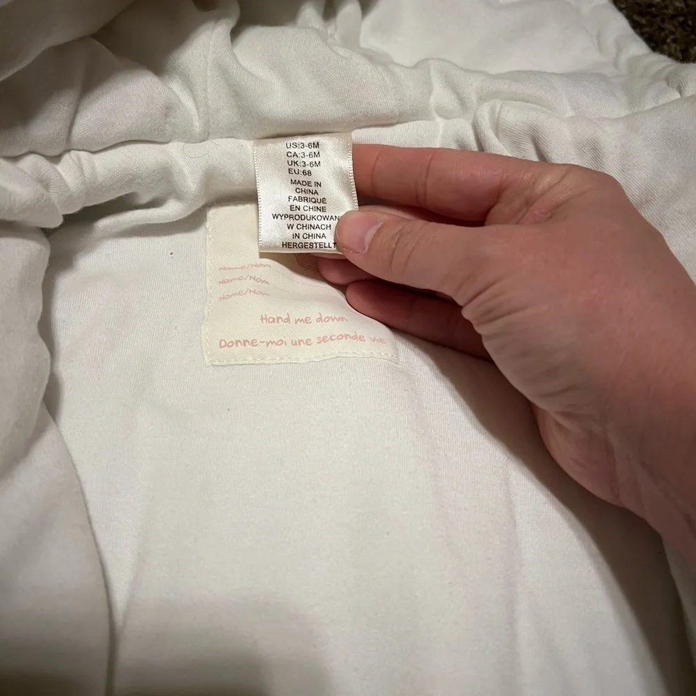 Neutral Ivory Hooded Baby One-Piece Snowsuit - Picture 2 of 2